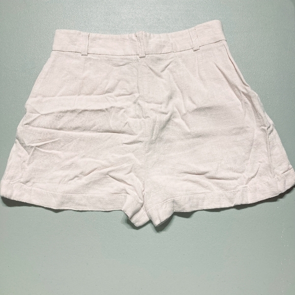 ASOS Light Pink High Rise Linen Blend Pleated Shorts Women's Size 6 Flowy EUC - Picture 2 of 5